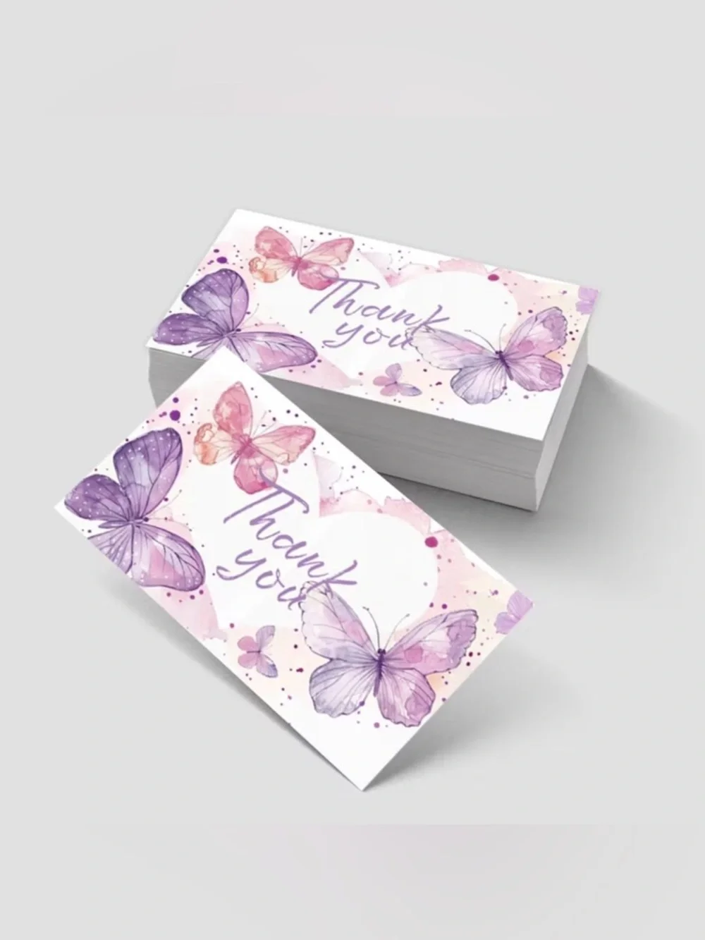 Butterfly Thank You Cards - Purple Pink - 50 cards